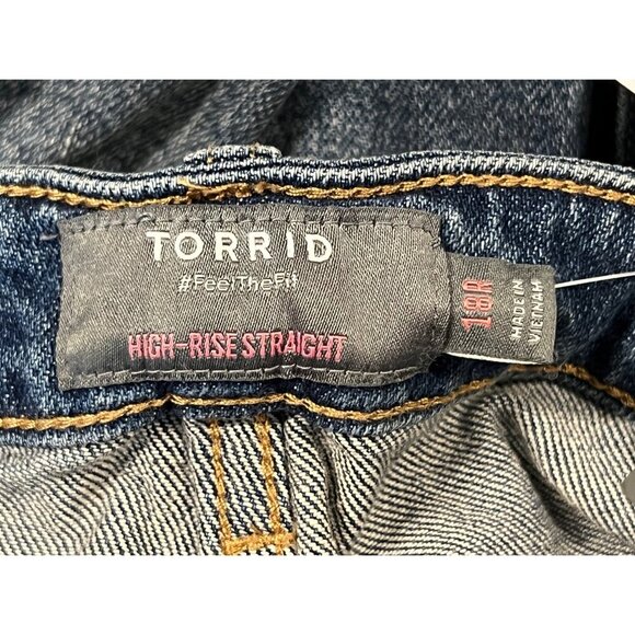 Torrid Jeans Plus 18 High Rise Slit Hem Distress Straight Fitted Stud Women New - Picture 9 of 11